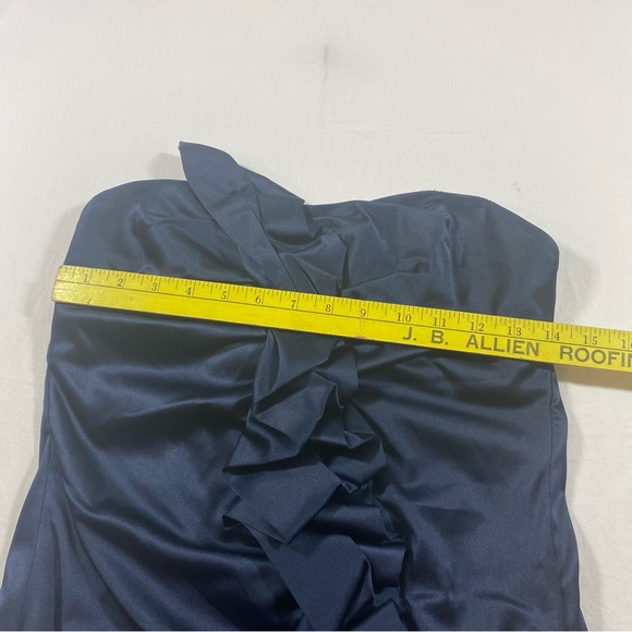 Ruby Rox Elegant Navy Strapless Dress Satin Ruffled Front Mini Dress women’s 9 - Picture 6 of 8